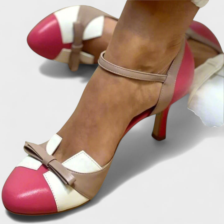 Lysa | Colorblock Bow Strap Heels