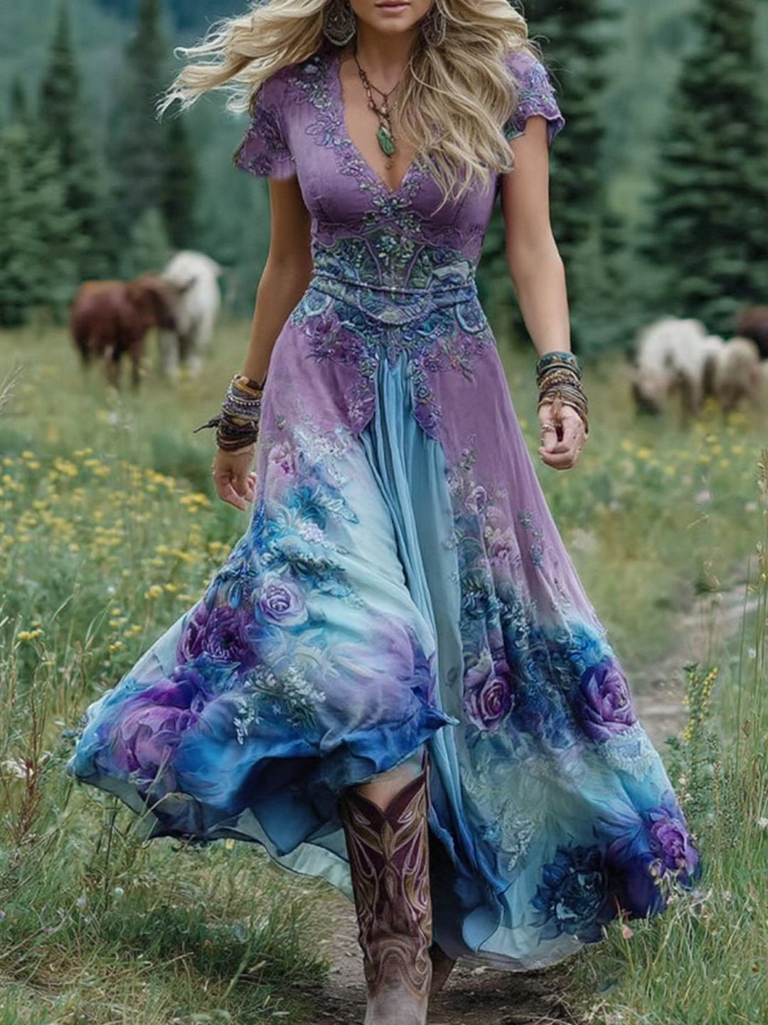 E&H™ | Embroidered Maxi Dress