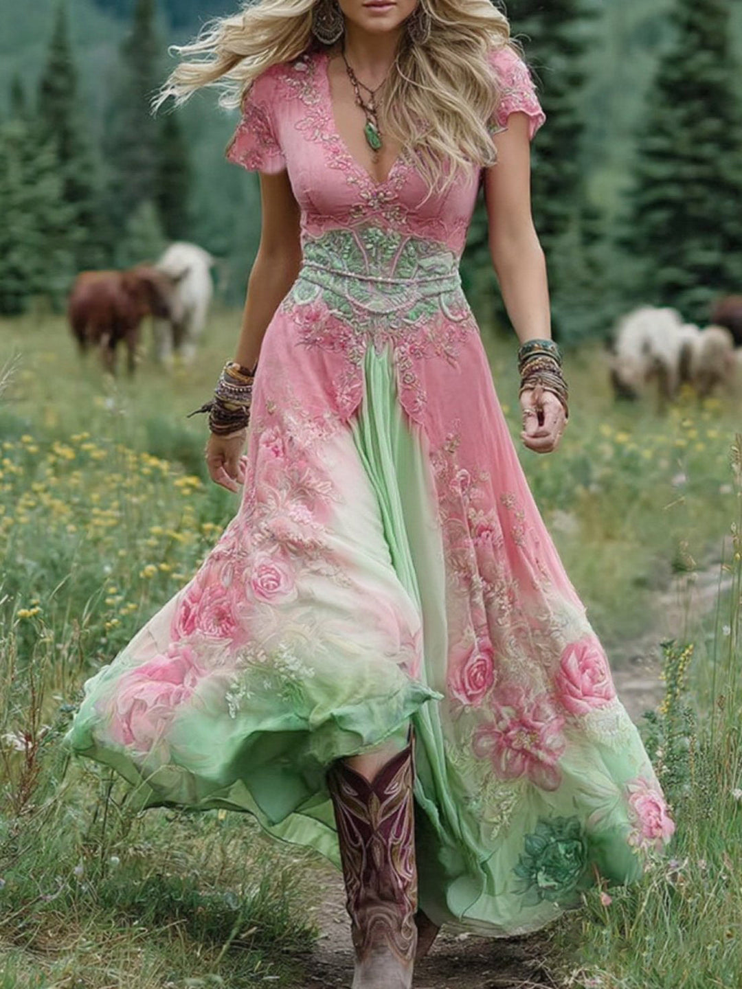 E&H™ | Embroidered Maxi Dress