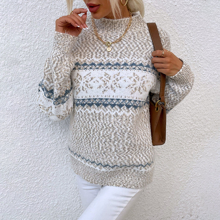 Kathy - Half Turtleneck Snowflake Sweater