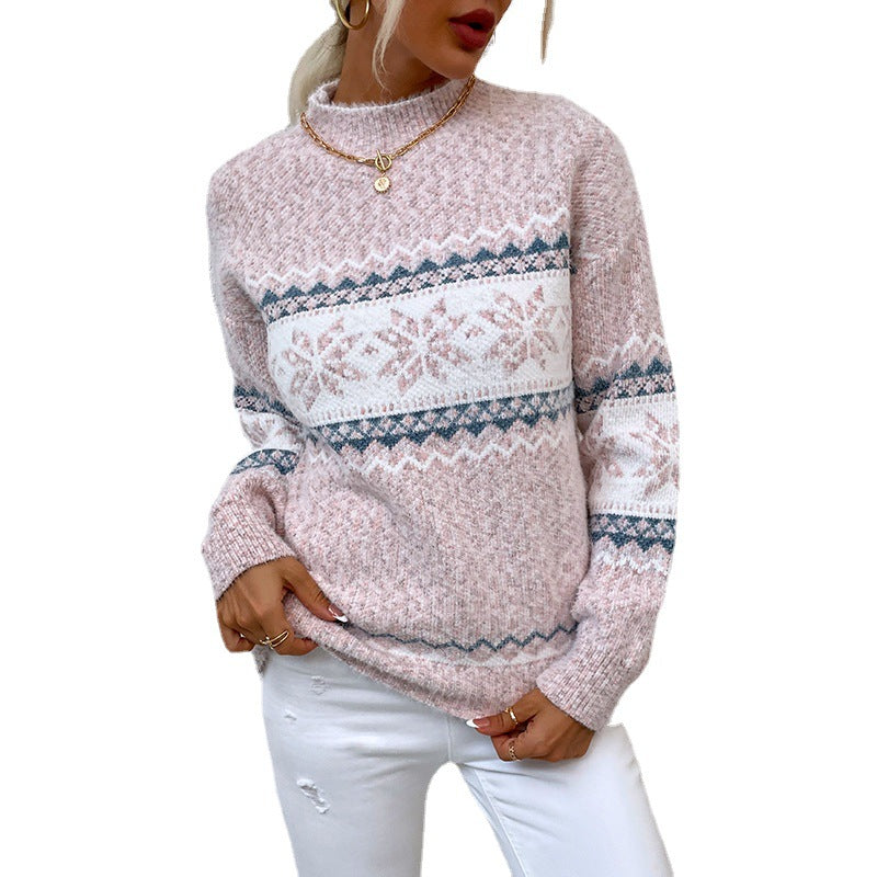 Kathy - Half Turtleneck Snowflake Sweater