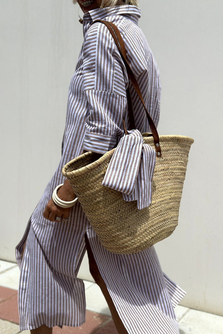 E&H™ | Timeless Striped Shirt Dress With Elegant Comfort