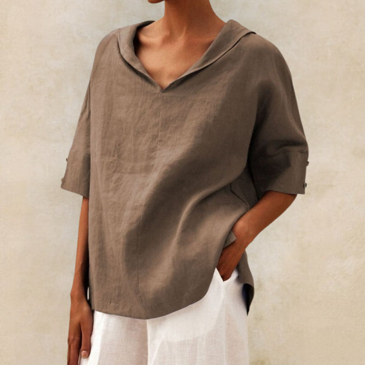 Lilia - Elegant V-Neck Work Pullover Top