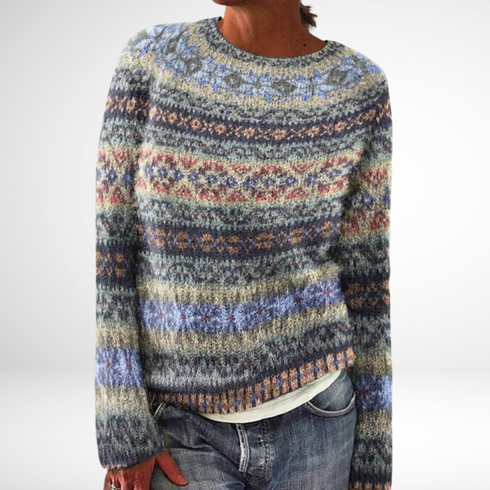 Madeline - Retro Fall Printed Sweater