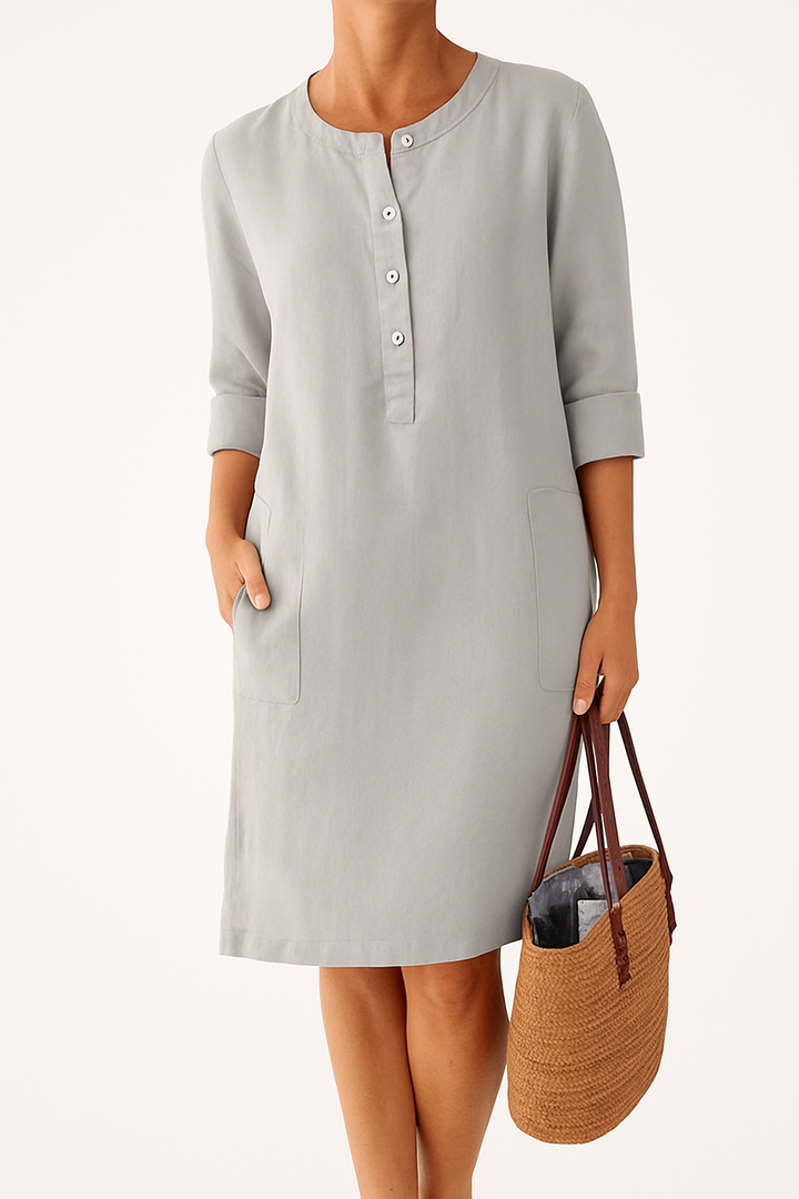 Lena | Linen Dress with Long Sleeves