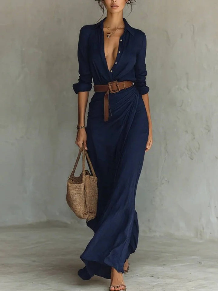 E&H™ | Lapel-Wrap Maxi Dress