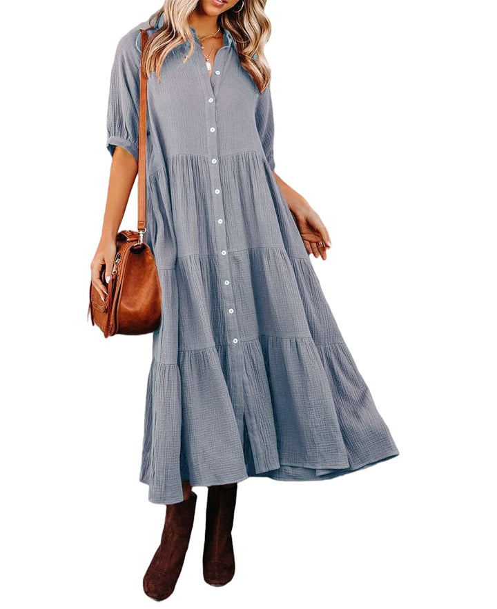 Lena | Luxurious shirt-dress with ruffles