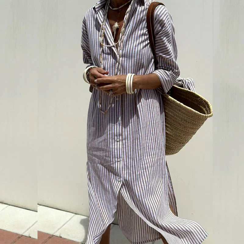 Lena | Classic Striped Shirt Dress