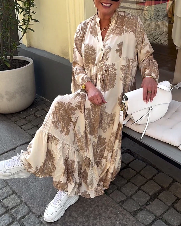 Giavanna - Casual Flared Sleeve Long Printed Dress