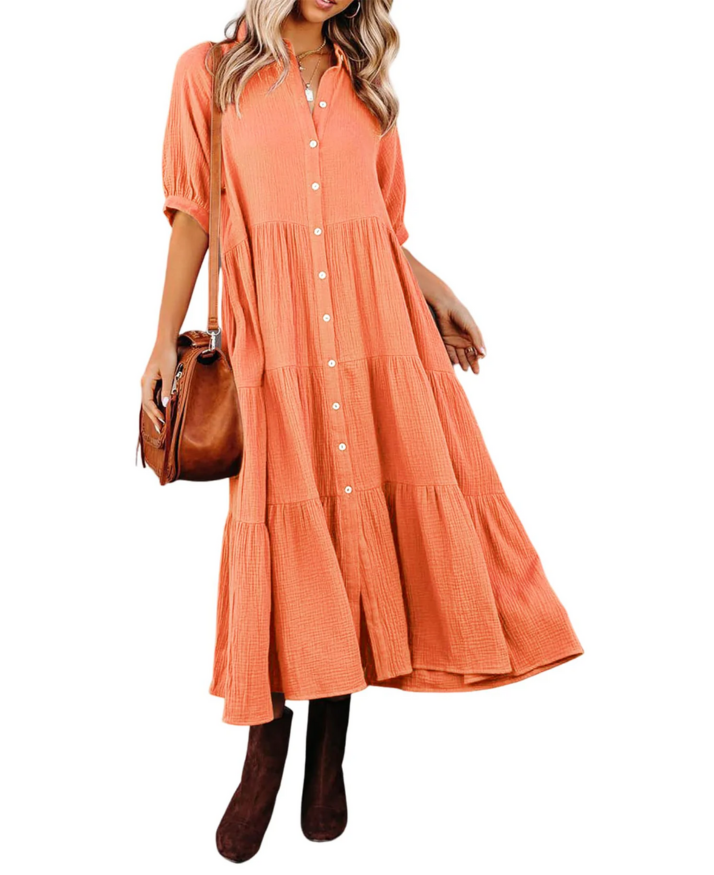 Lena | Luxurious shirt-dress with ruffles