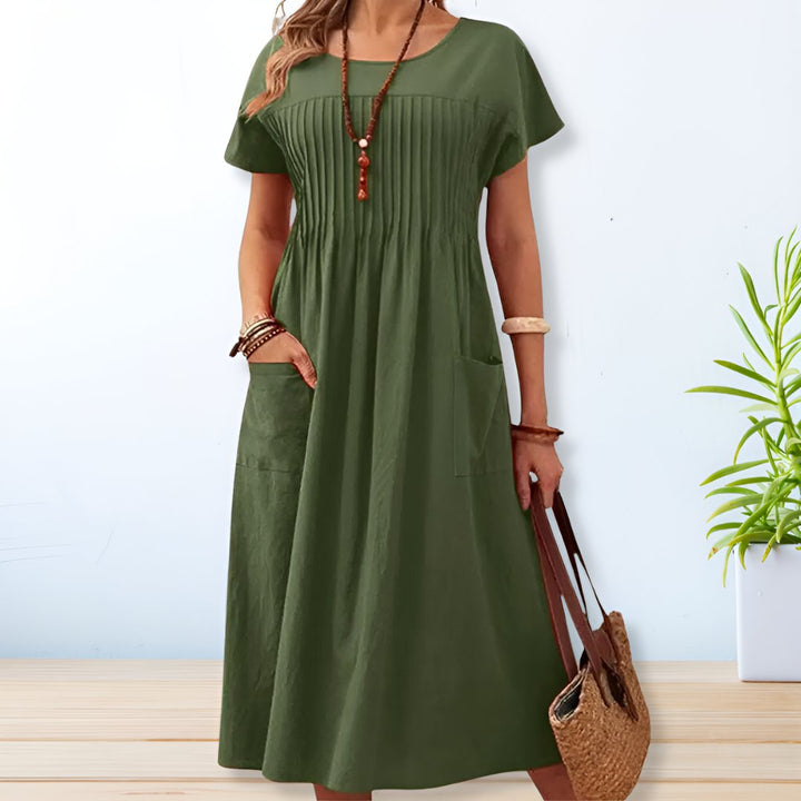 E&H™ | Flattering Pleated Midi Dress