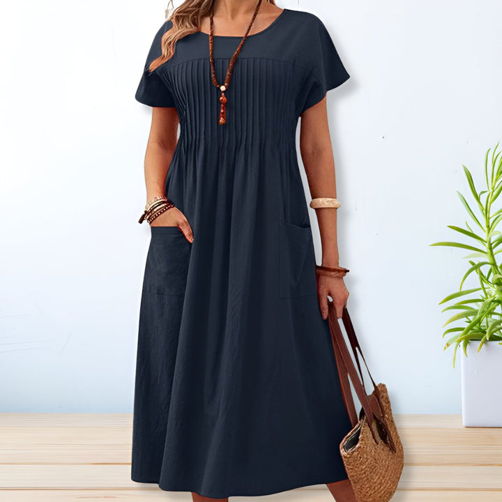 E&H™ | Flattering Pleated Midi Dress