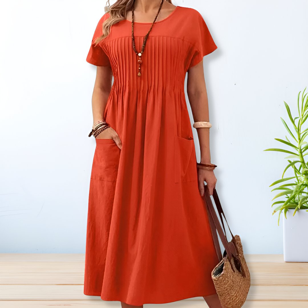 E&H™ | Flattering Pleated Midi Dress