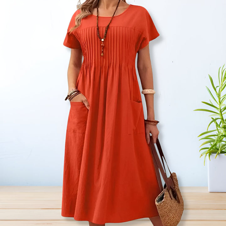 E&H™ | Flattering Pleated Midi Dress