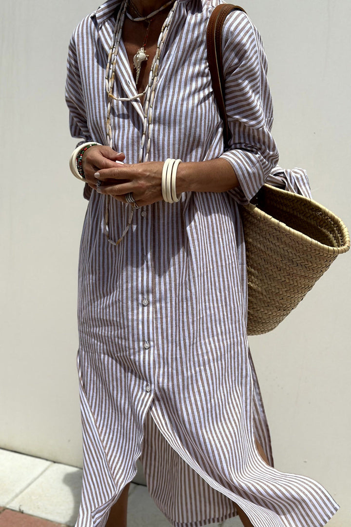 E&H™ | Timeless Striped Shirt Dress With Elegant Comfort