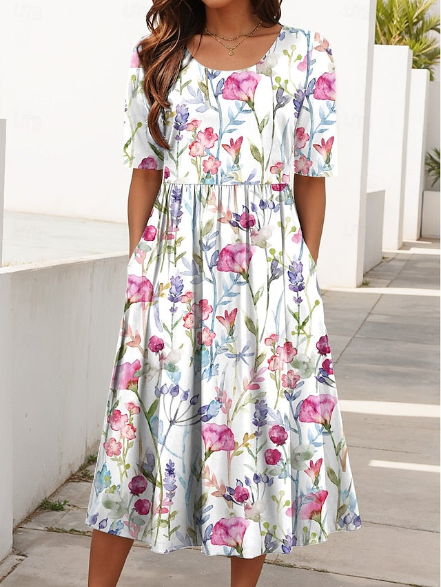 E&H™| Floral Breezy Midi Dress