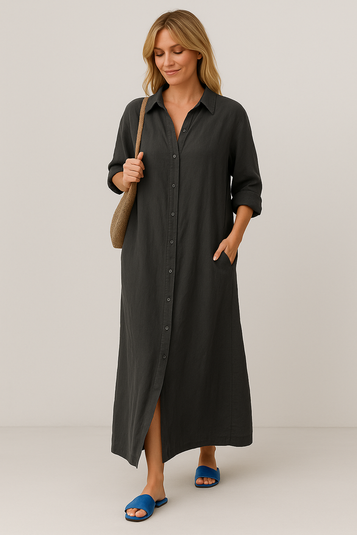 Lena | Oversized Linen Shirt Dress