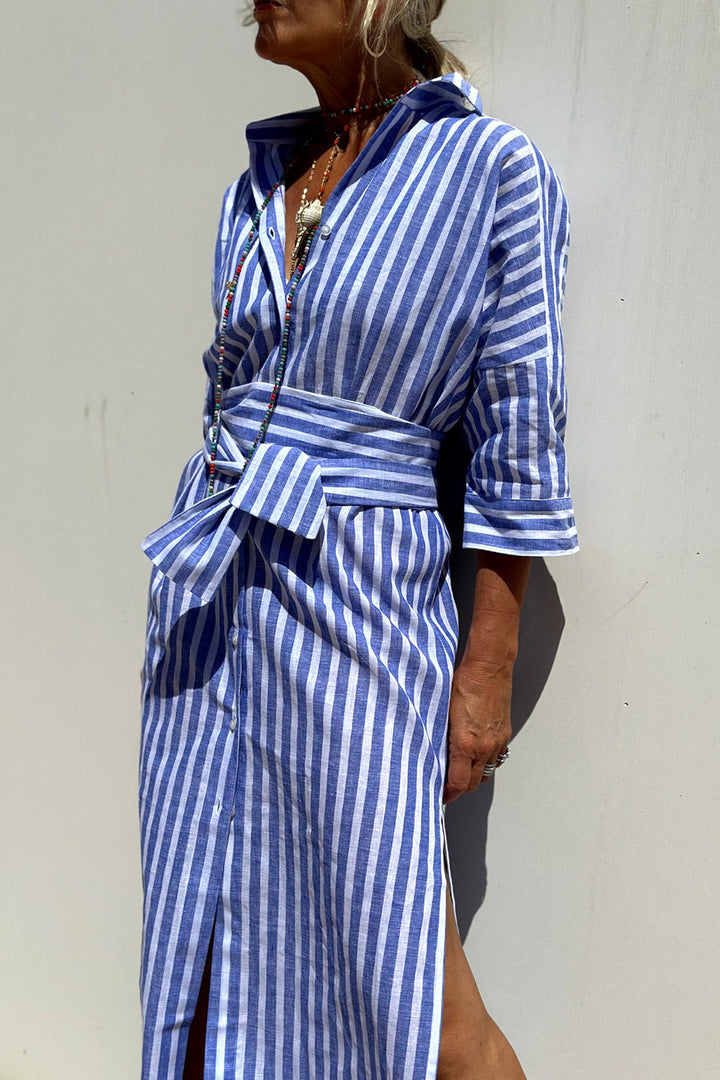 E&H™ | Timeless Striped Shirt Dress With Elegant Comfort