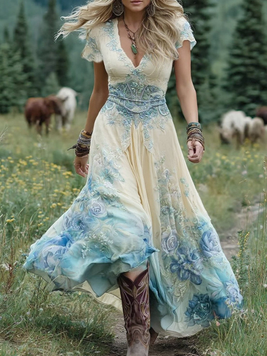 E&H™ | Embroidered Maxi Dress