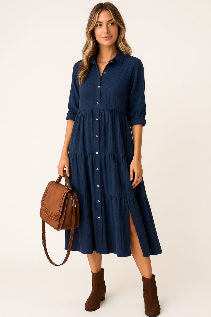 Lena | Luxurious shirt-dress with ruffles