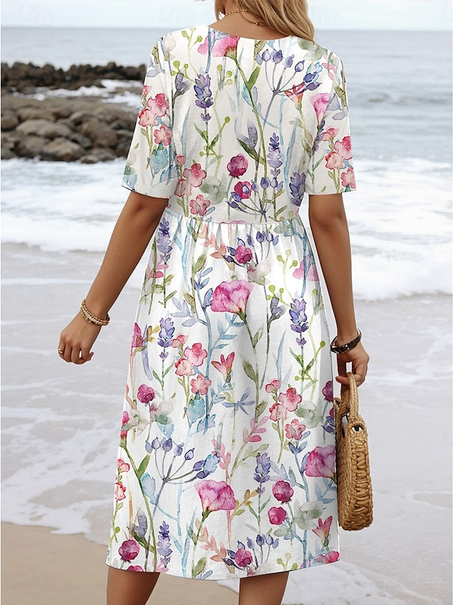 E&H™| Floral Breezy Midi Dress
