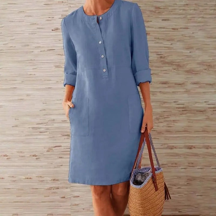 Lena | Linen Dress with Long Sleeves