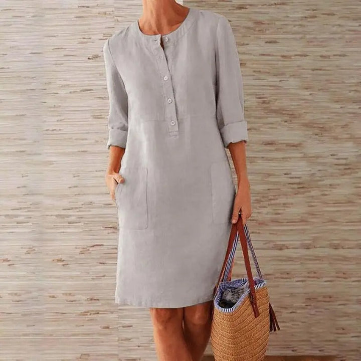 Lena | Linen Dress with Long Sleeves