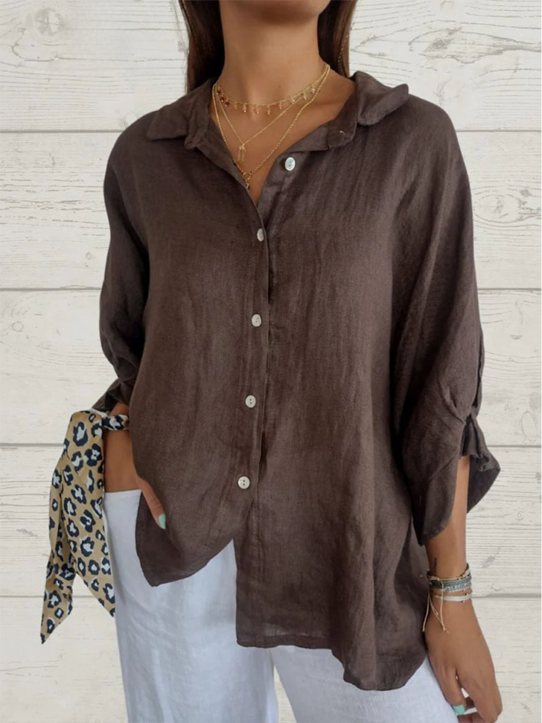 Women's   Casual Tie-back  Shirt