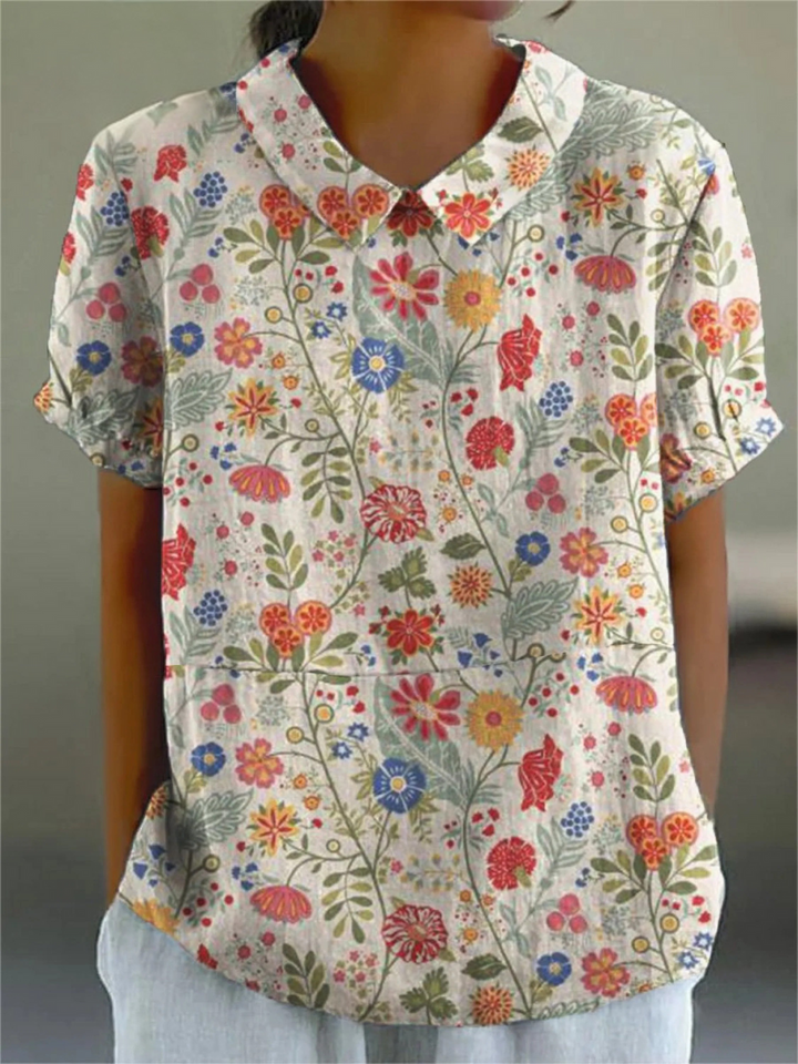 Women's  Pastoral Floral Art Print Casual  Shirt