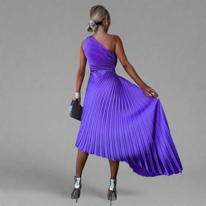 Drosmara | Elegant Midi Dress with Stylish Off-Shoulder Design