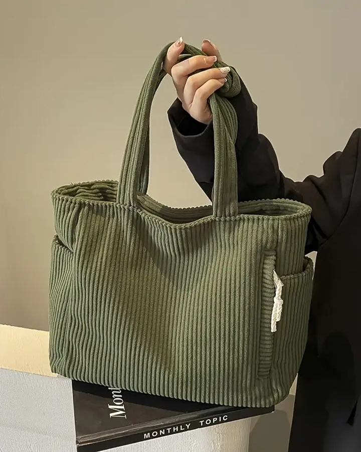 Tess – Ribbed Tote Bag with Cord Detail