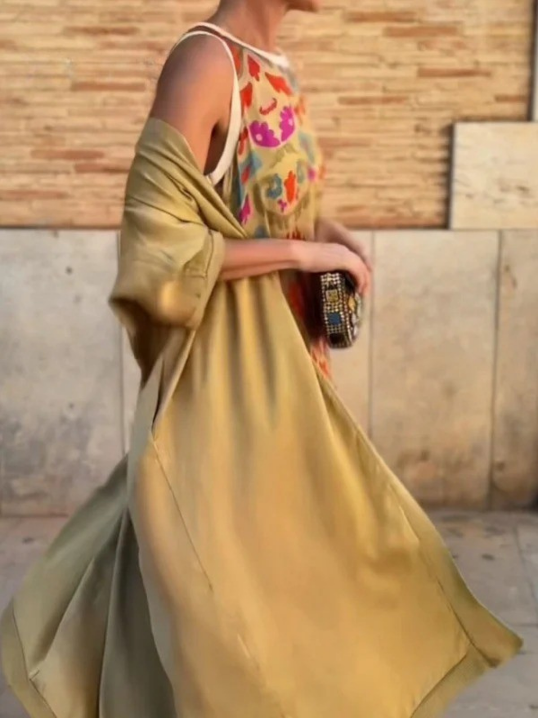 Women's Printed Satin Cardigan Dress Two-Piece Set