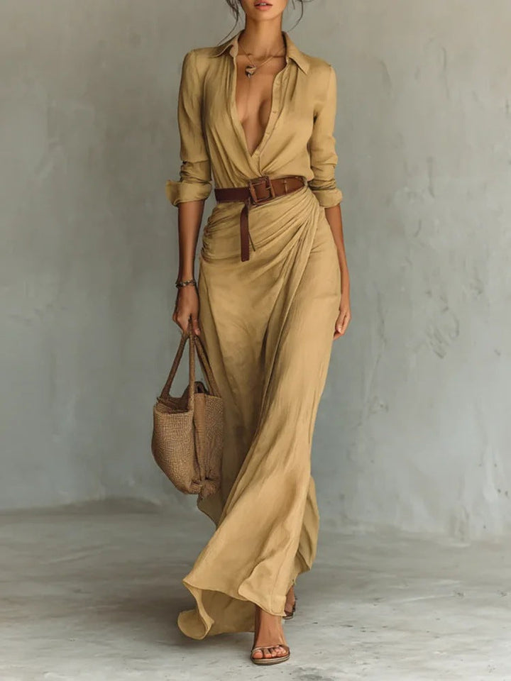 E&H™ | Lapel-Wrap Maxi Dress