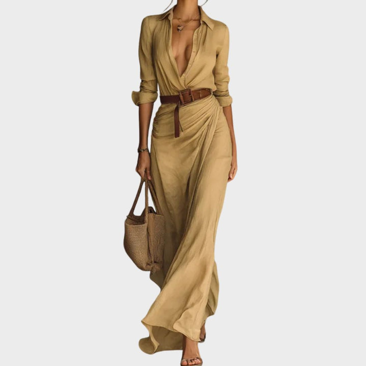 E&H™ | Lapel-Wrap Maxi Dress