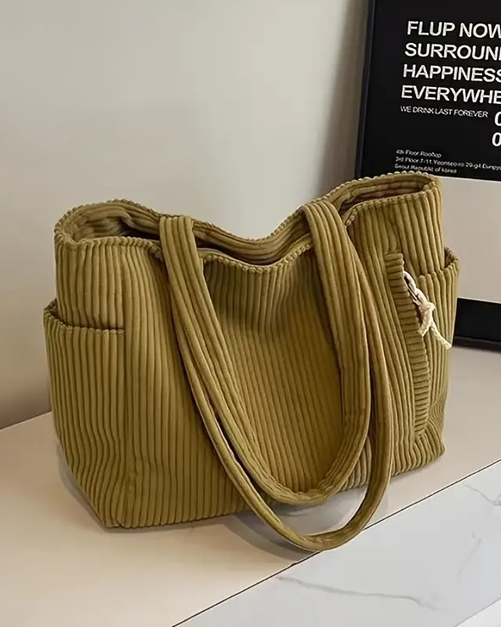 Tess – Ribbed Tote Bag with Cord Detail
