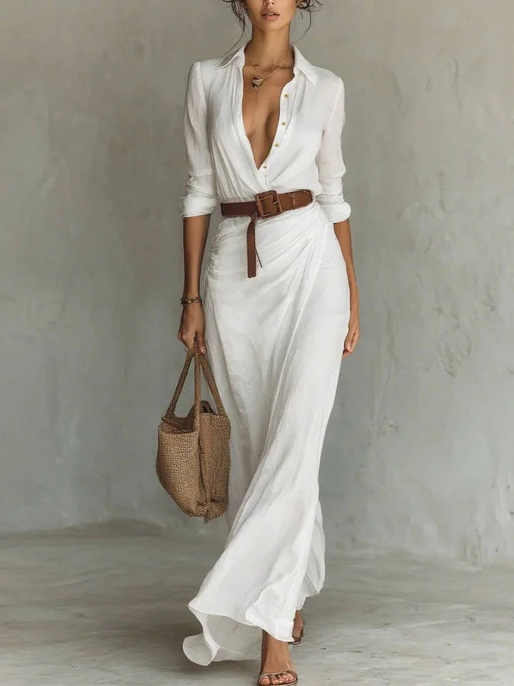 E&H™ | Lapel-Wrap Maxi Dress
