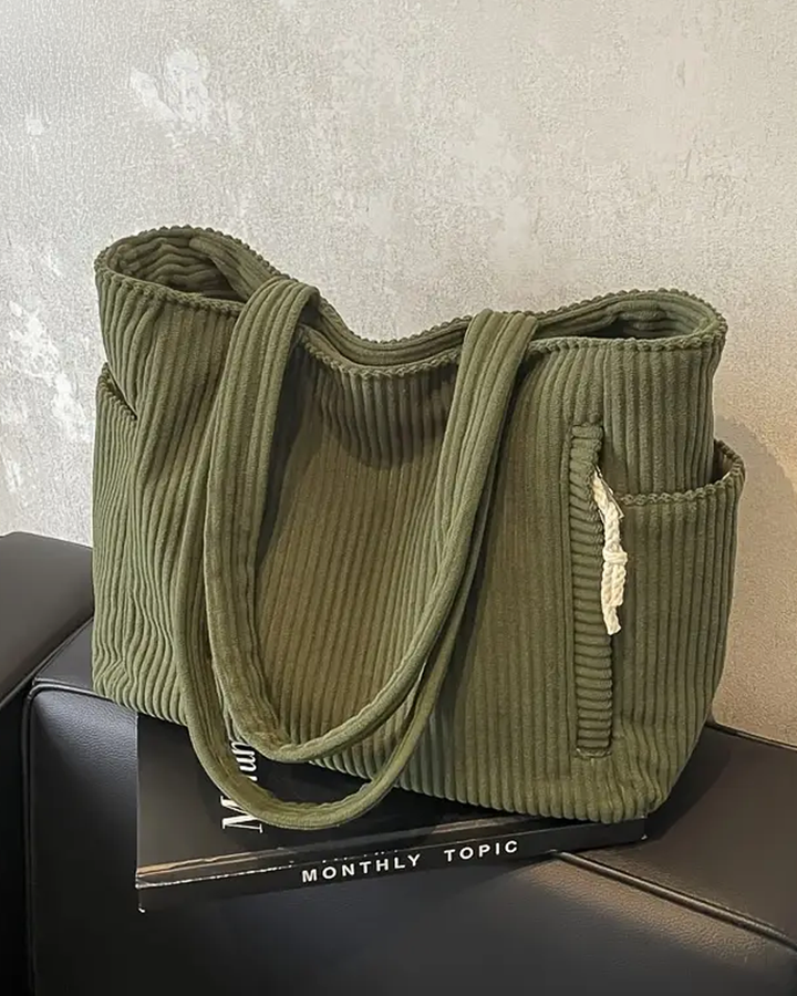 Tess – Ribbed Tote Bag with Cord Detail