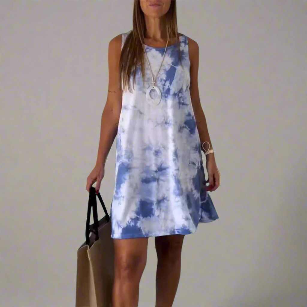 Welflinde | Trendy Mini Dress with Tie-Dye Look