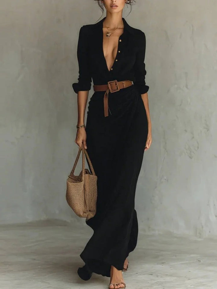 E&H™ | Lapel-Wrap Maxi Dress