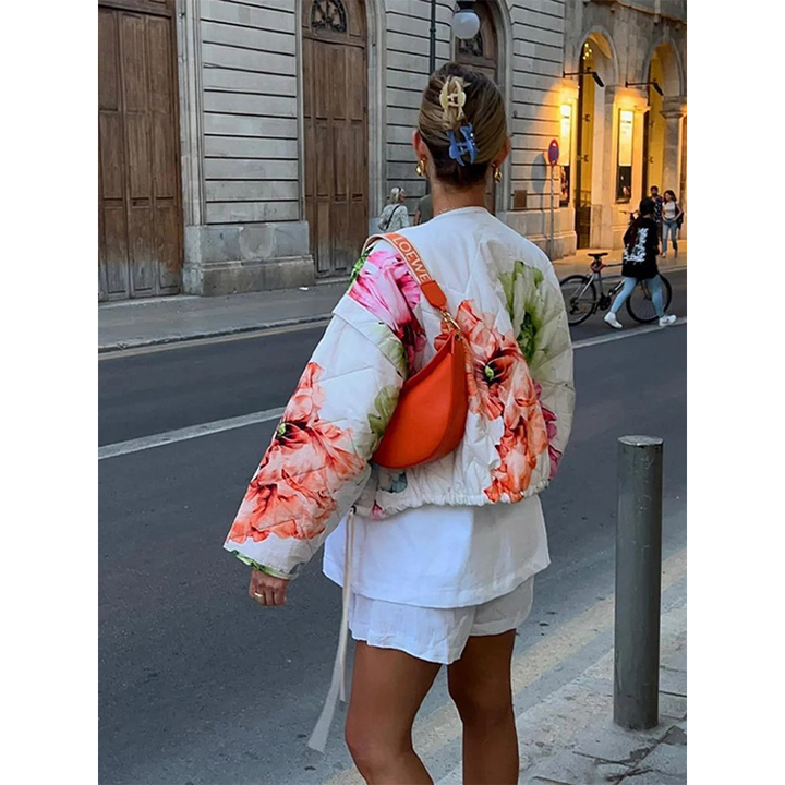 Diana | Trendy Quilted Jacket with Floral Print