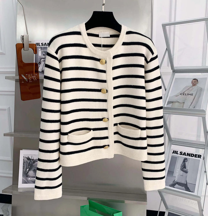 Sheryl | Timeless Striped Cardigan with Button Closure
