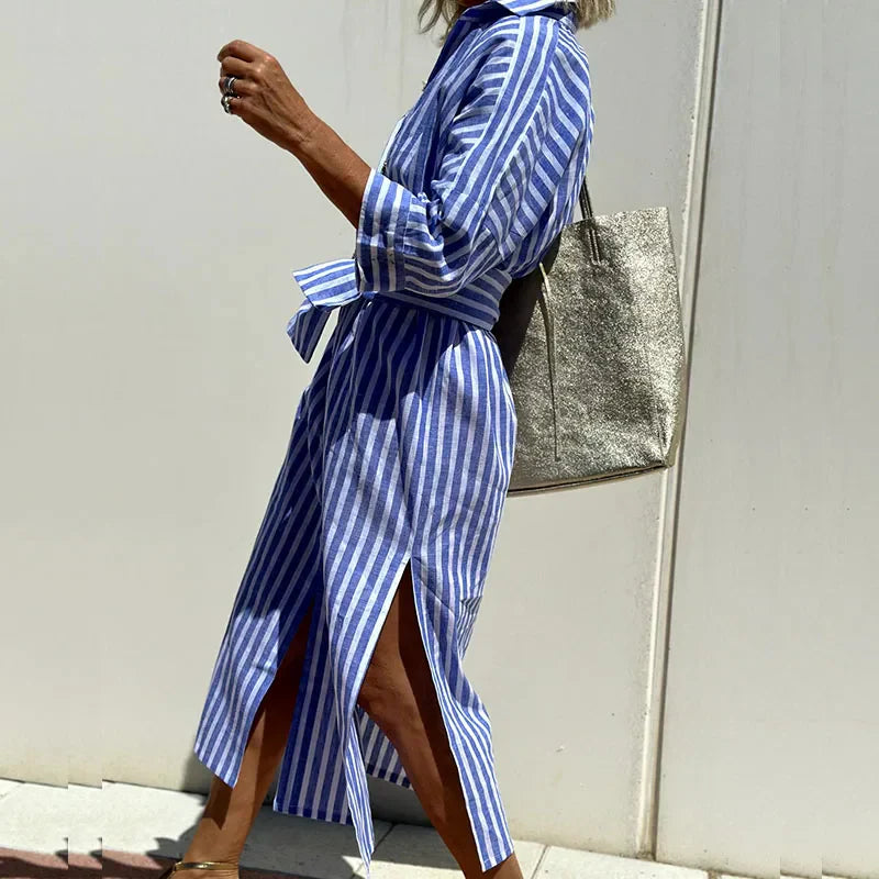 Lena | Classic Striped Shirt Dress