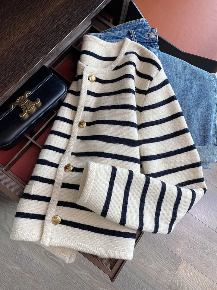 Sheryl | Timeless Striped Cardigan with Button Closure