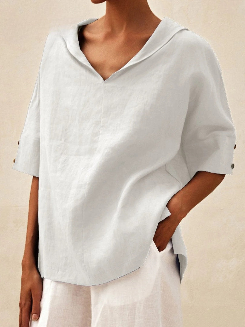 Briarrose - Casual Women's Linen V-Neck Shirt