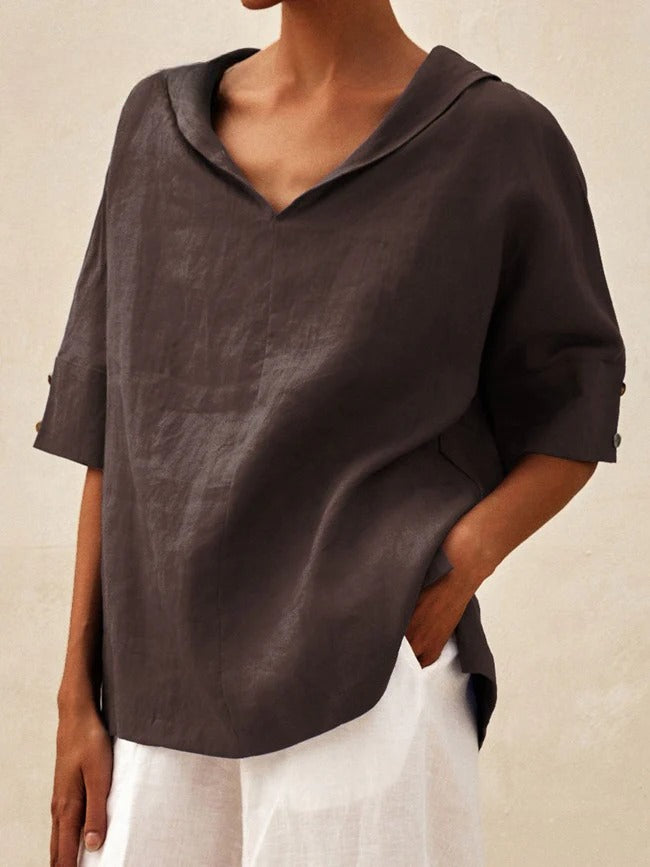 Briarrose - Casual Women's Linen V-Neck Shirt