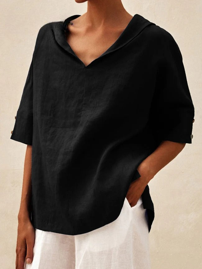 Briarrose - Casual Women's Linen V-Neck Shirt