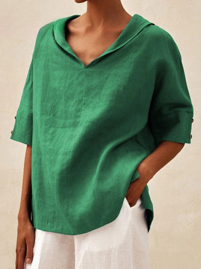 Briarrose - Casual Women's Linen V-Neck Shirt
