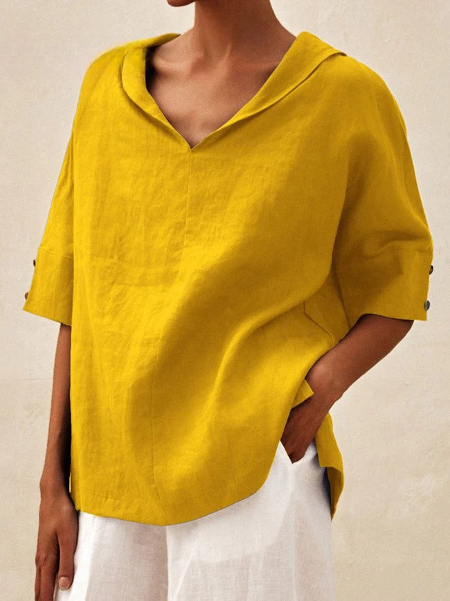 Briarrose - Casual Women's Linen V-Neck Shirt