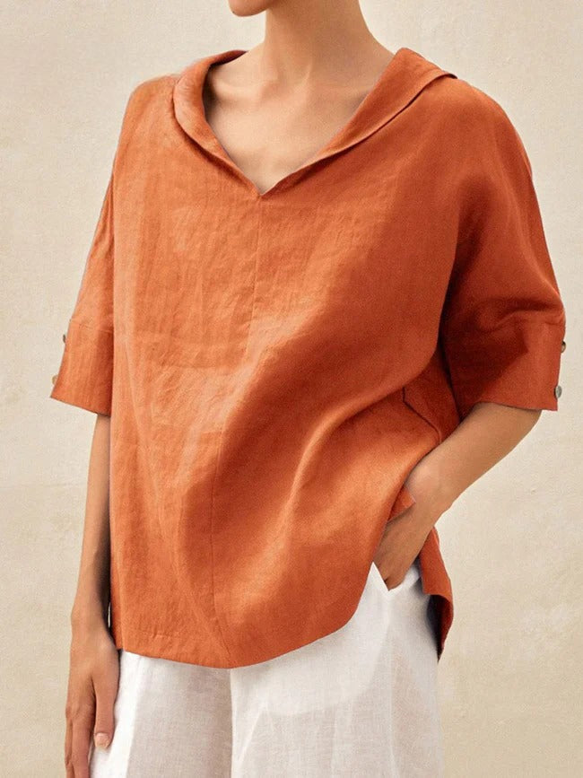 Briarrose - Casual Women's Linen V-Neck Shirt