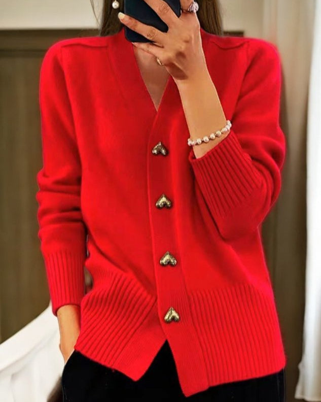 Diede | Cardigan with Heart-shaped Buttons